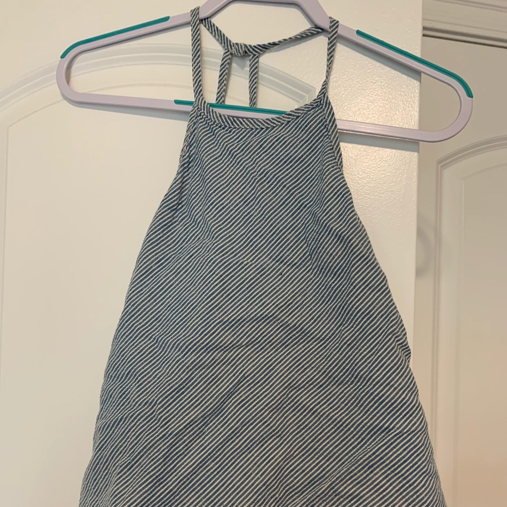 Urban outfitters Flowy high neck seersucker top